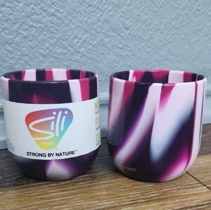 NWOT 2 RETIRED Silipint 12 oz Wine Glasses Coral Reef Purple Hot Pink Light Pink